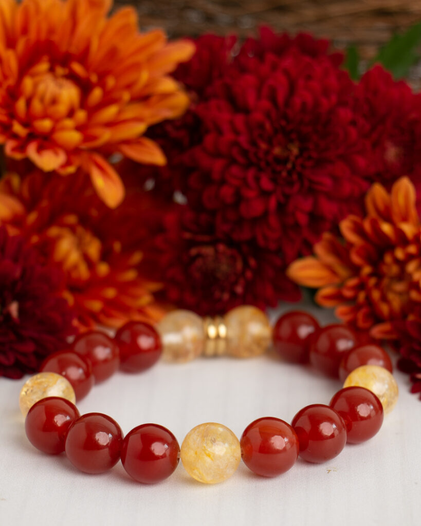 Citrine + Carnelian Handmade Stretch Bracelet - Earth + Fire