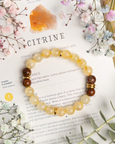 Citrine + Fire Agate Handmade Stretch Bracelet
