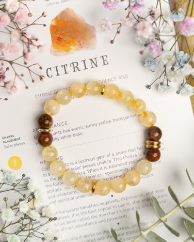 Citrine + Fire Agate Handmade Stretch Bracelet
