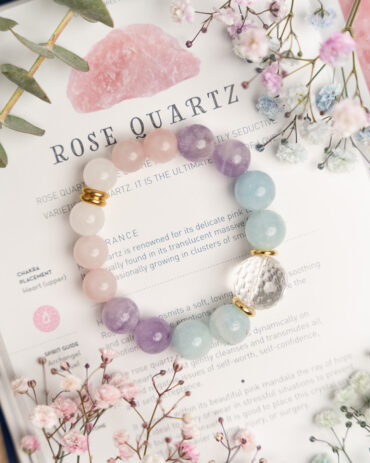 Quartz Crystal + Aquamarine + Amethyst + Rose Quartz + White Jade Bracelet