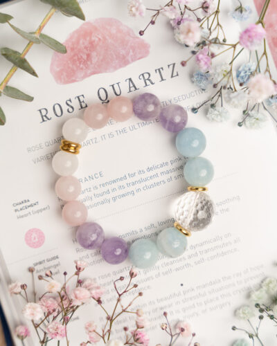 Quartz Crystal + Aquamarine + Amethyst + Rose Quartz + White Jade Bracelet