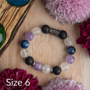 Kyanite + Amethyst + Selenite + Lava Stone Stretch Bracelet - 6