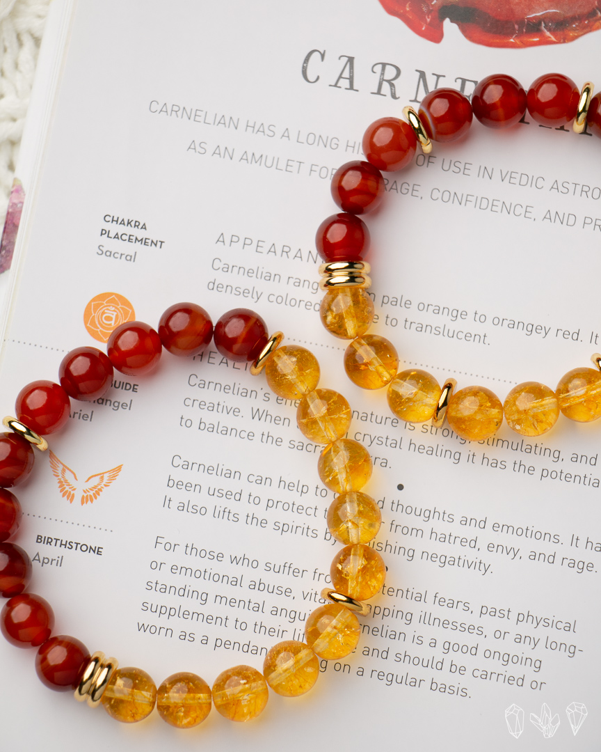Agate (Red/Orange) & Carnelian Bracelet – Crystal Tale