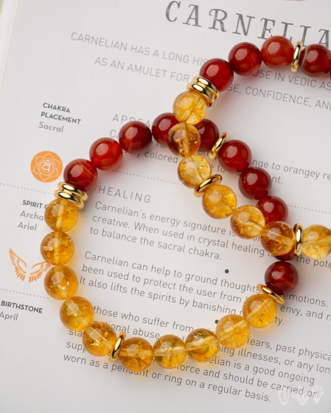 Carnelian + Citrine Handmade Stretch Bracelet