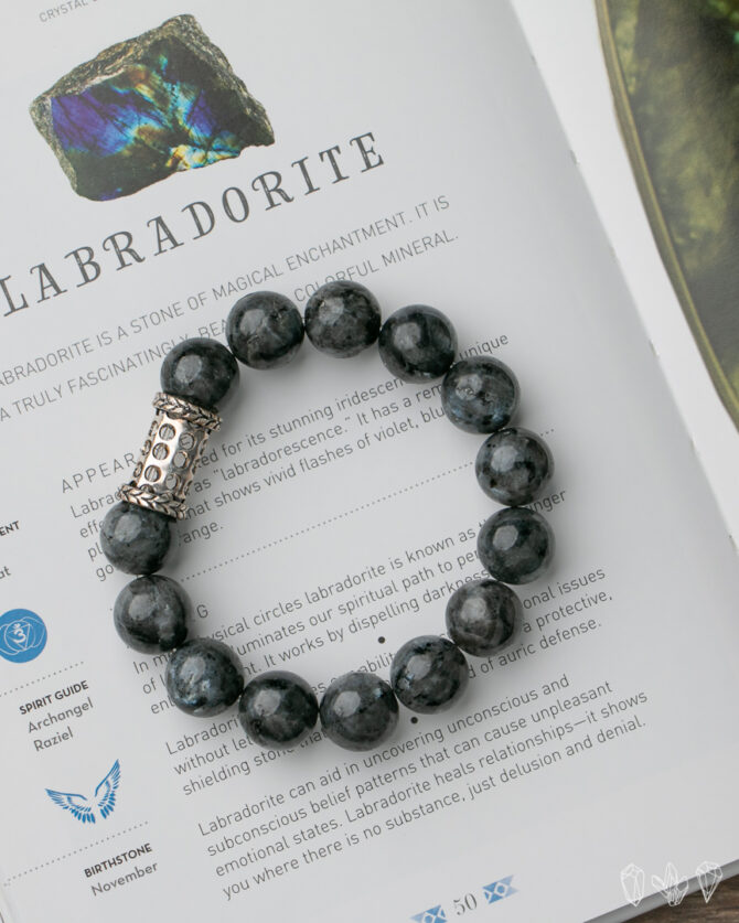 Black Labradorite + Silver Handmade Stretch Bracelet