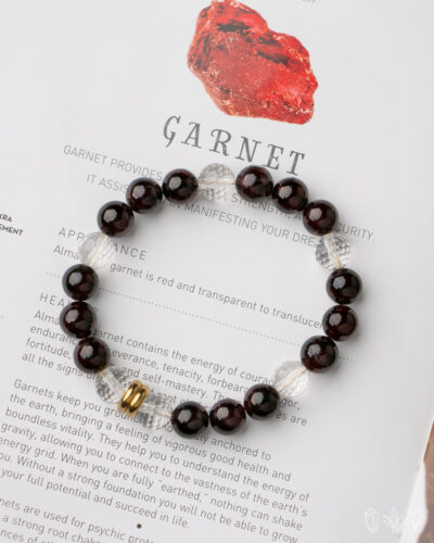 Garnet + Faceted Quartz Crystal Stretch Bracelet