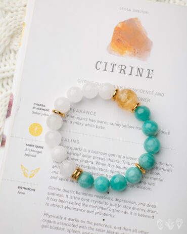 Citrine + Peruvian Amazonite + White Jade Stretch Bracelet