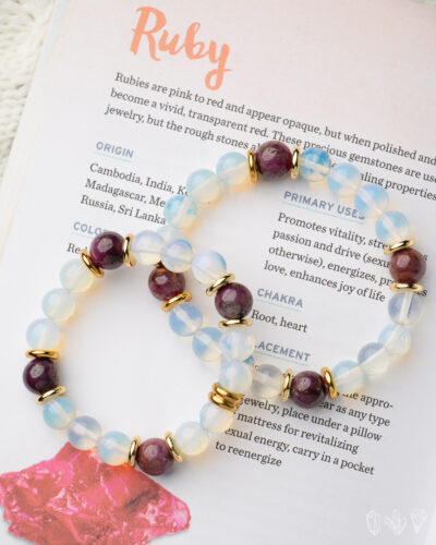 Ruby + Opalite Handmade Stretch Bracelet
