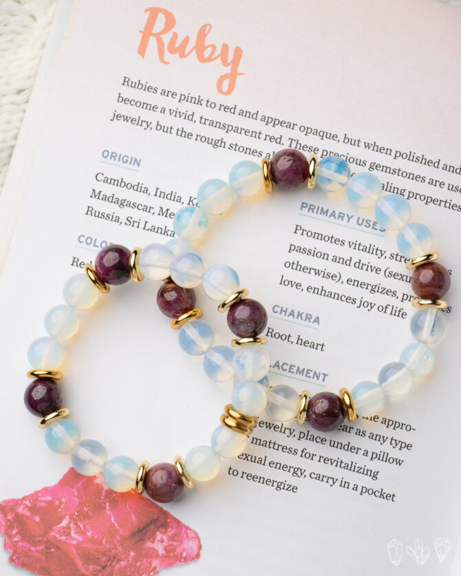 Ruby + Opalite Handmade Stretch Bracelet