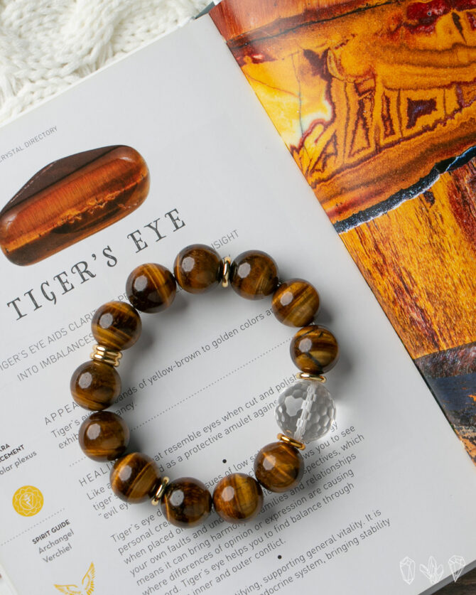 Tigers Eye + Quartz Crystal Handmade Stretch Bracelet