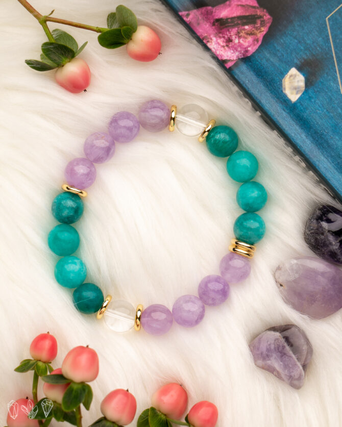 Amethyst | Russian Amazonite | Quartz Crystal Bracelet