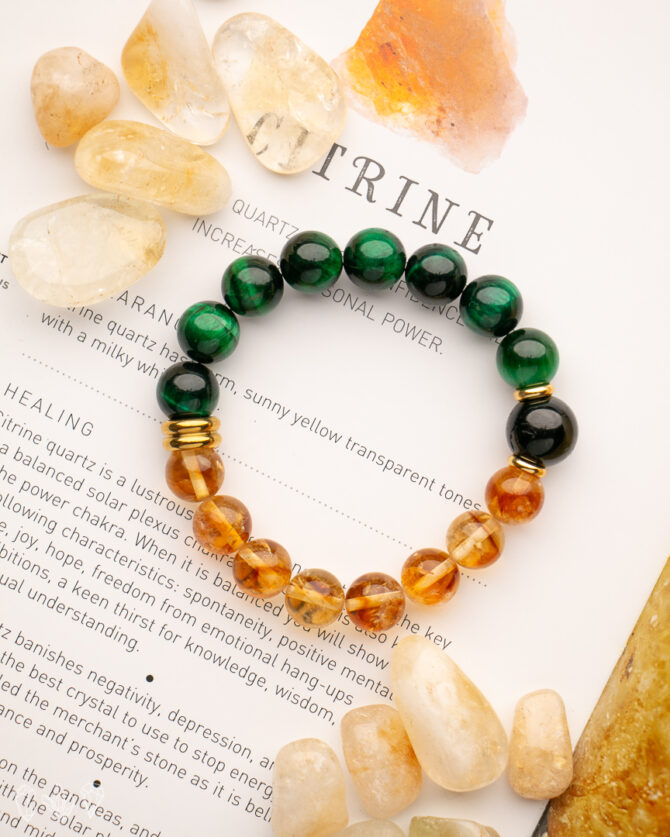 Citrine | Black Tourmaline | Green Tigers Eye | Stretch Bracelet