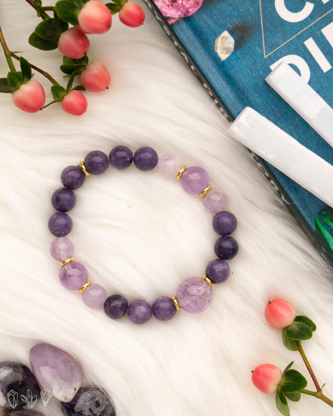 Lepidolite | Amethyst Handmade Stretch Bracelet
