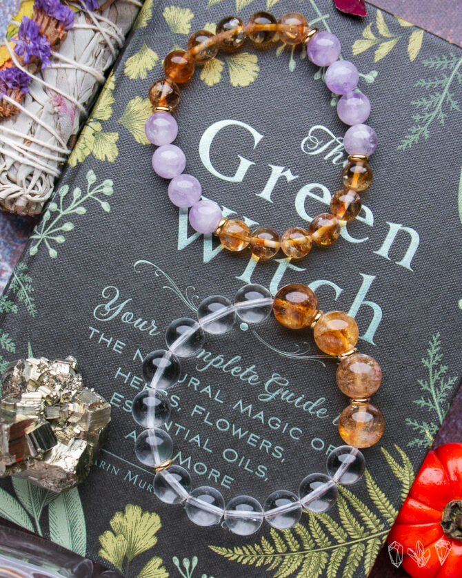 Citrine | Amethyst Handmade Stretch Bracelet - Image 2