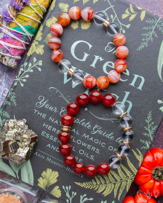 Carnelian | Quartz Crystal Handmade Stretch Bracelet - Image 2