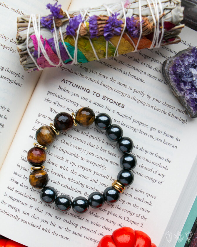 Faceted Tigers Eye | Hematite Handmade Stretch Bracelet