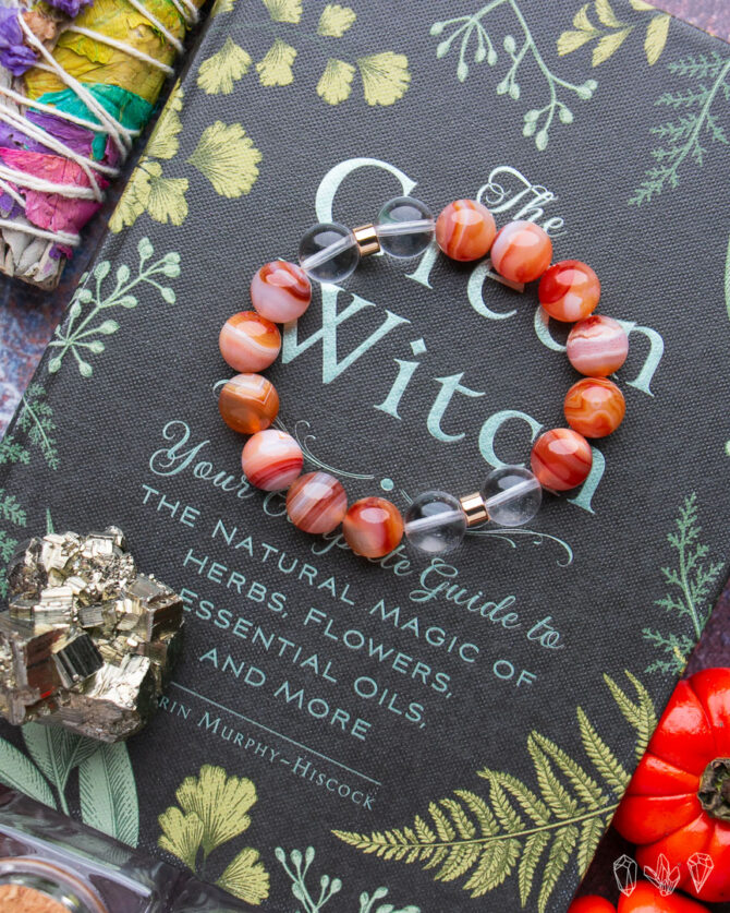 Banded Carnelian | Quartz Crystal Handmade Stretch Bracelet