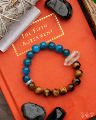Apatite + Tigers Eye + Rutilated Quartz | Handmade Stretch Bracelet