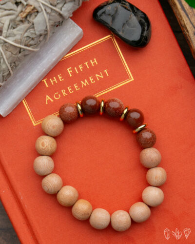 Goldstone + Rosewood | Handmade Stretch Bracelet