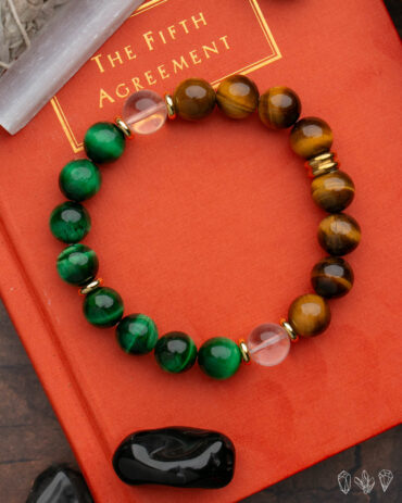 Tigers Eye (Green | Brown) + Quartz Crystal | Handmade Stretch Bracelet