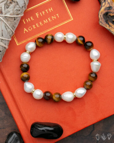 Pearl + Tigers Eye | Handmade Stretch Bracelet