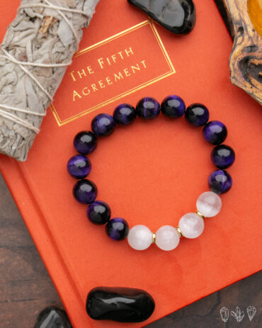 Selenite + Purple Tigers Eye Handmade Stretch Bracelet