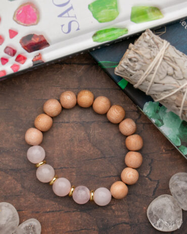Rose Quartz + Rosewood Handmade Stretch Bracelet