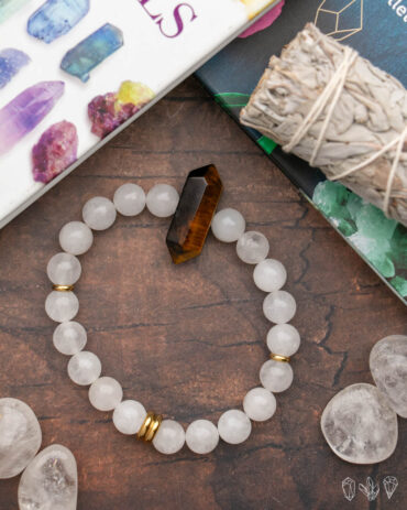 White Jade + Tigers Eye | Handmade Stretch Bracelet