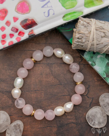 Rose Quartz + Pearl Handmade Stretch Bracelet
