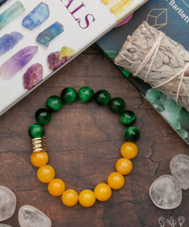 Yellow Calcite + Green Tigers Eye Handmade Bracelet