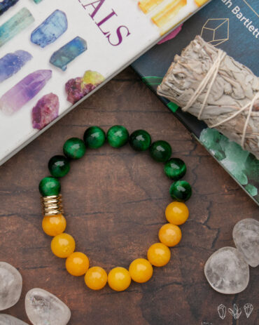 Yellow Calcite + Green Tigers Eye Handmade Bracelet