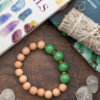 Green Jade + Rosewood Handmade Stretch Bracelet