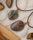 Bloodstone + Wire Wrapped Copper Pendant