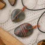 Bloodstone + Wire Wrapped Copper Pendant