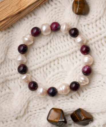 Purple Jade + Pearl Handmade Stretch Bracelet