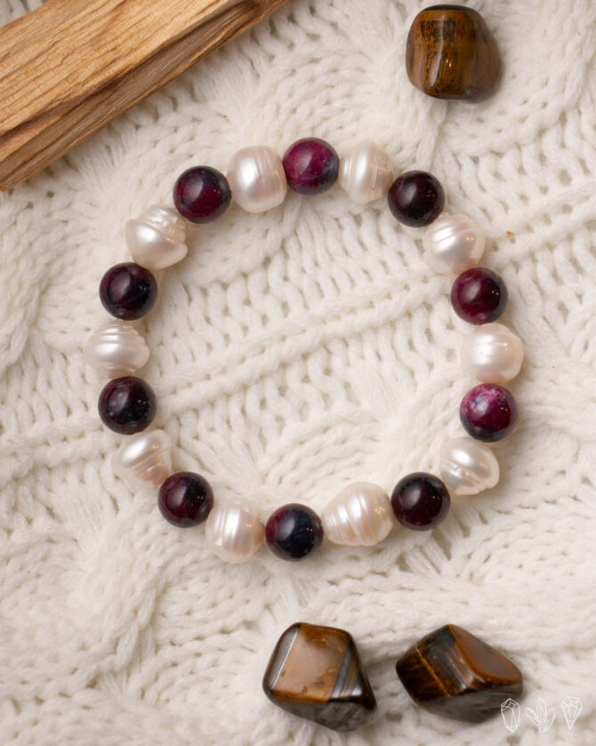 Purple Jade + Pearl Handmade Stretch Bracelet