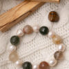 Quartz Crystal (Multi-Colored) Pearl Handmade Stretch Bracelet