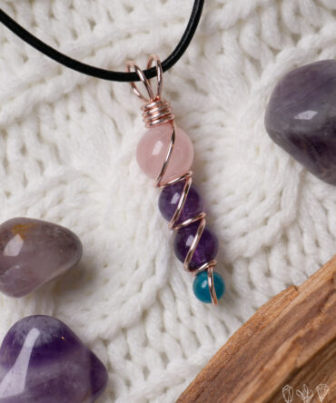 Rose Quartz + Amethyst + Apatite Rose Gold Pendant by Earth + Fire