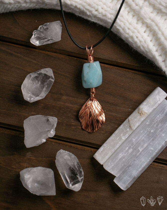 Amazonite & Copper Petal Necklace