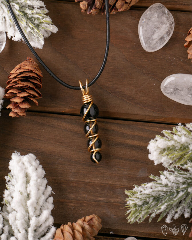 Tourmaline + Smoky Quartz Pendant Necklace