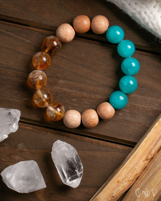 Citrine + Russian Amazonite + Rosewood Bracelet