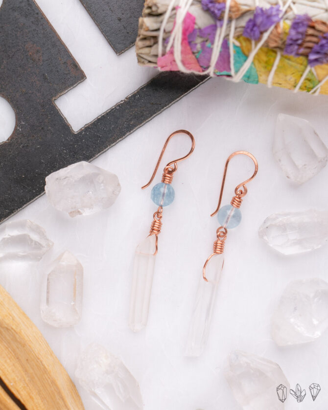 Aquamarine & Quartz Crystal Earrings