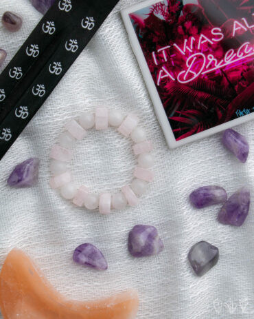 Rose Quartz + White Jade Handmade Stretch Bracelet