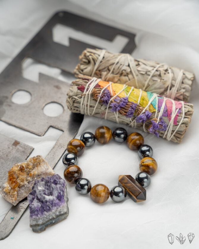 Tigers Eye + Hematite Handmade Stretch Bracelet