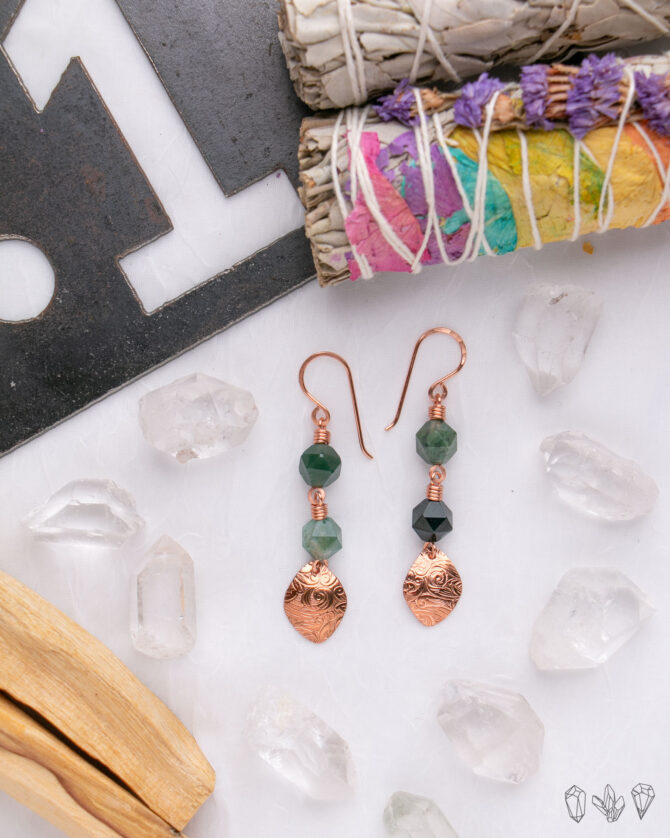 Faceted Moss Agate Earrings