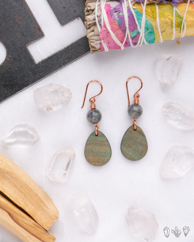 Rustic Labradorite Teardrop Earrings