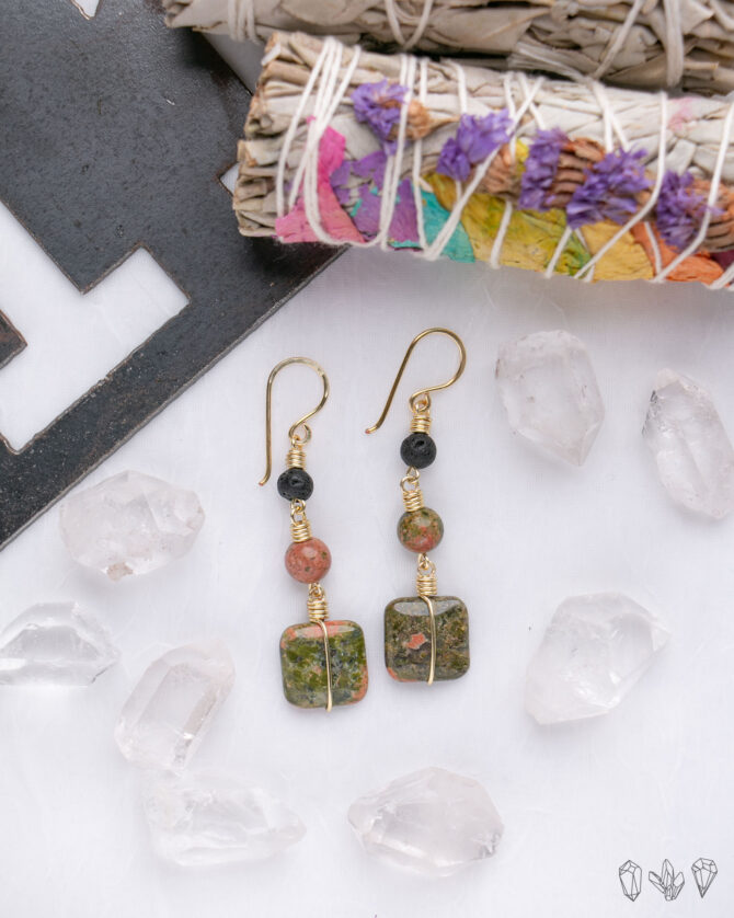 Unakite and Lavastone Harmony Earrings