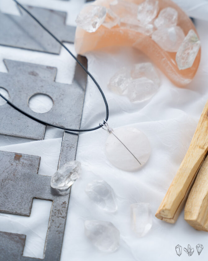 Rose Quartz Coin Pendant Necklace