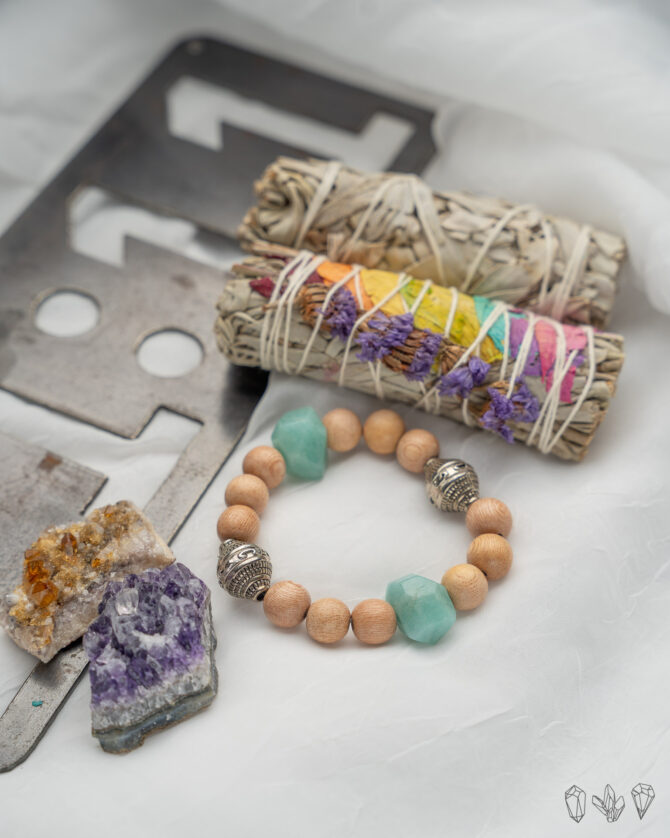 Amazonite + Rosewood Handmade Stretch Bracelet