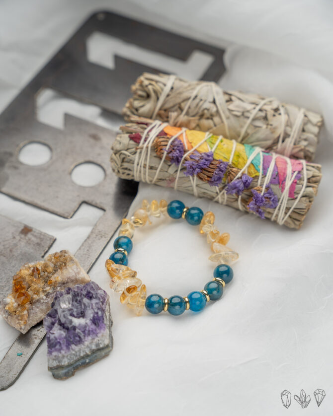 Apatite + Citrine Handmade Stretch Bracelet